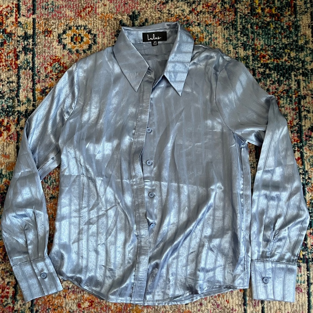 Lulu's Women’s Button Down Blue Shirt